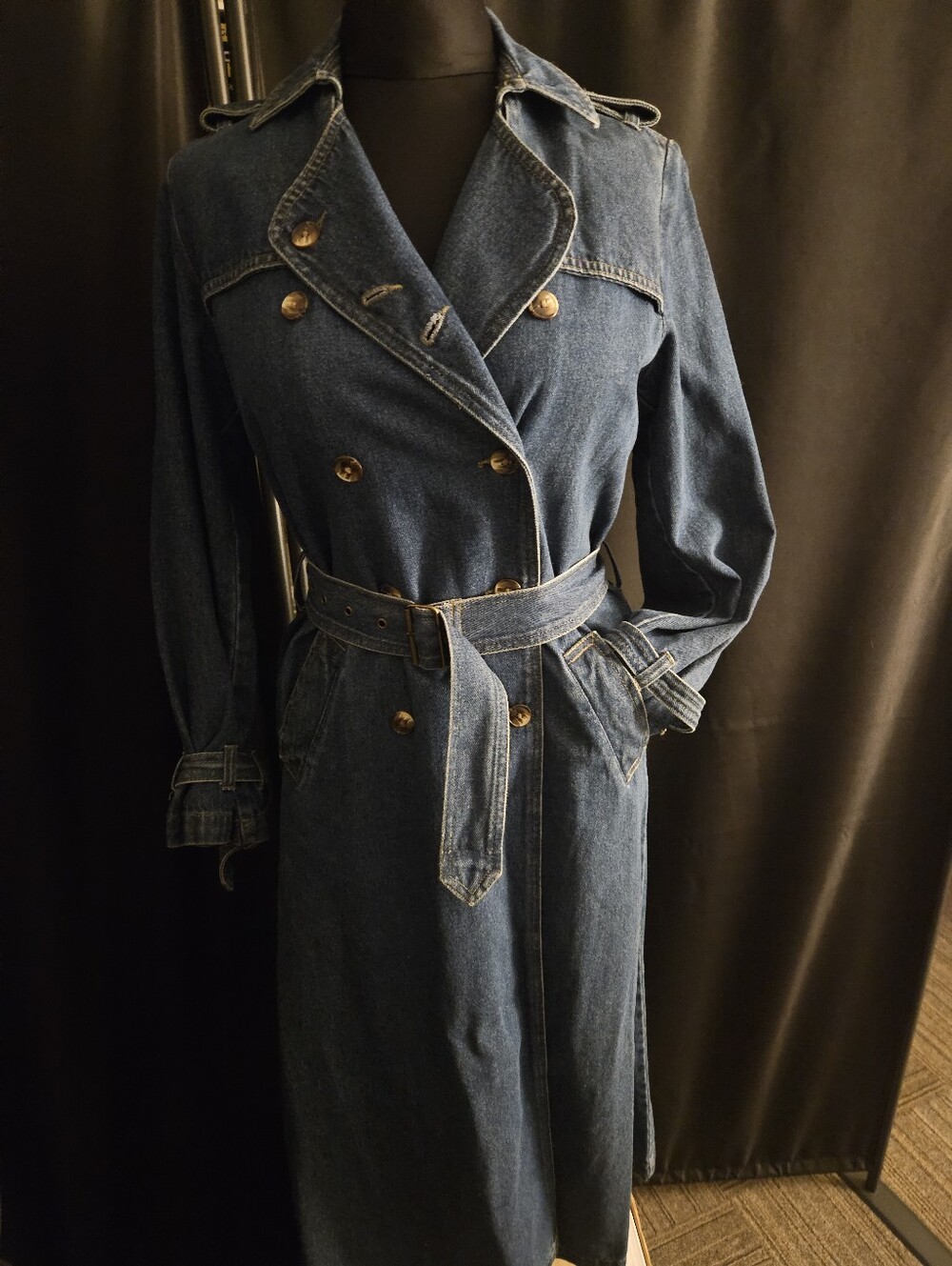 Newport News Light Blue Denim Jacket with Gold Stitching